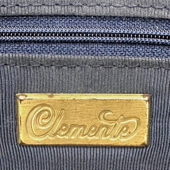 Vintage Navy Blue Purse Gold Accents Shoulder Strap 1980s Clemente Retro Bag - Picture 5 of 9